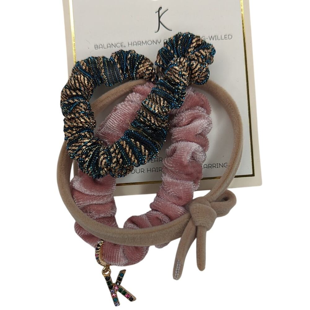 K Charm Scrunchie Set – Letter Initial Ponytail Hair Ties - Picture 4 of 4